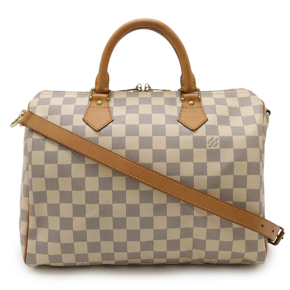 LOUIS VUITTON Damier Azur White Speedy Bandouliere 2way Shoulder Bag Crossbody